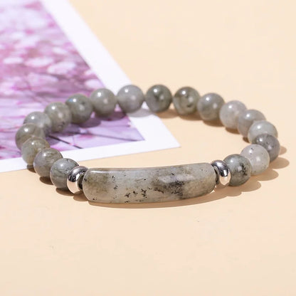8mm Pink Crystal Bead Bracelet – Natural Stone Stretch Bracelet with Stainless Steel Accessories