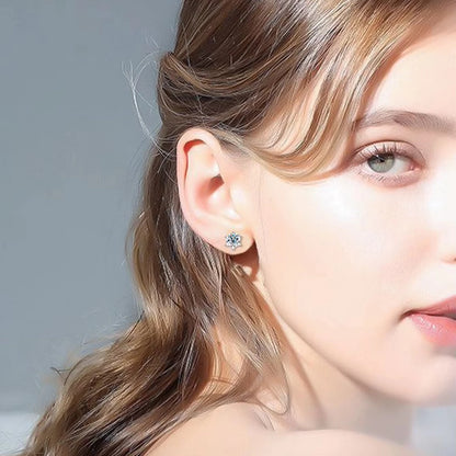 High-Grade Snowflake Moissanite Ear Studs – Women's Fashion 925 Sterling Silver Earrings Ida