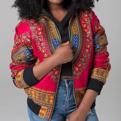 Women's African Dashiki Print Ethnic Jacket - Stand Collar, Stylish Traditional Clothing Rosamond