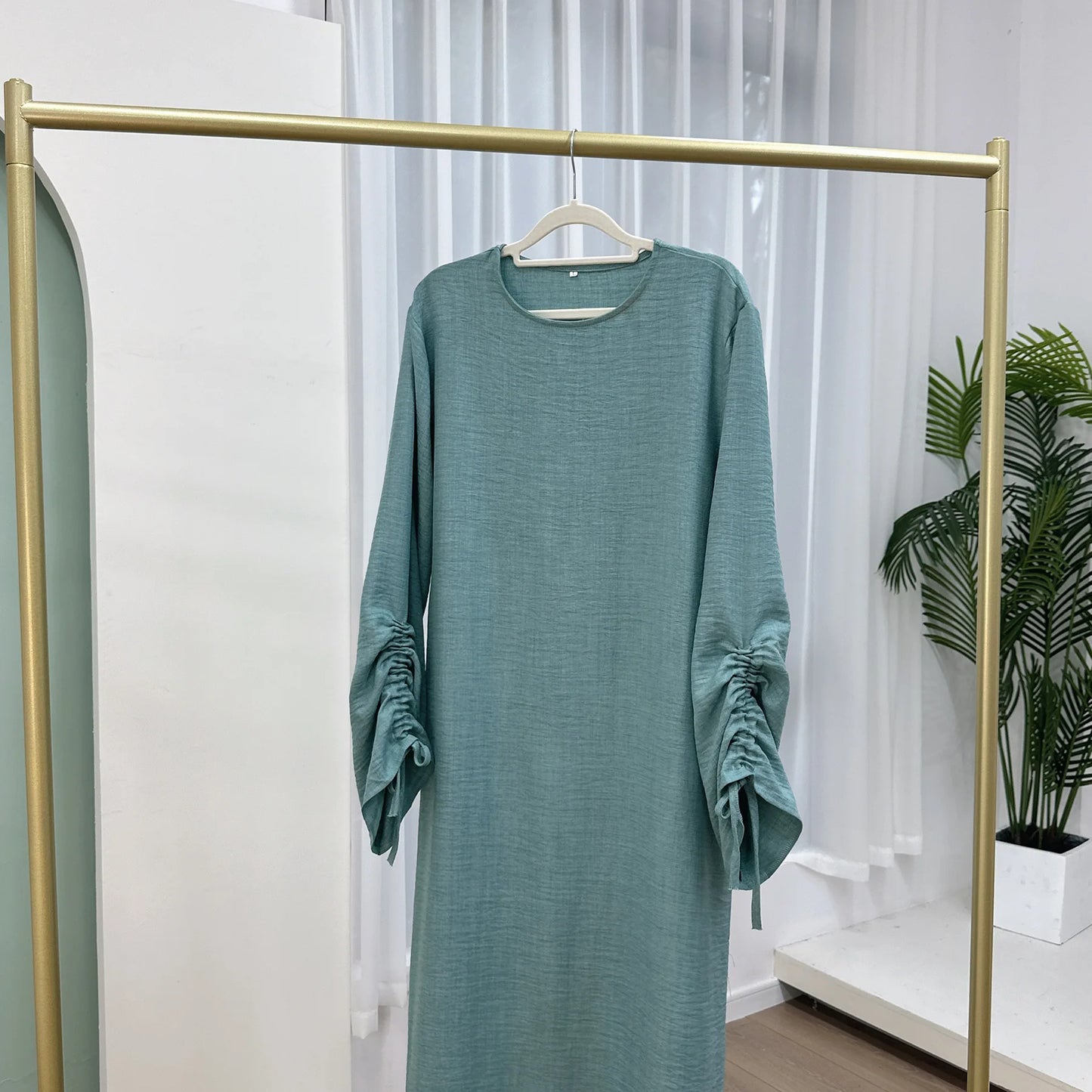 Plain Solid Color Abaya Dress with Drawstring Cuffs – Modest Islamic Clothing for Muslim Women Asma