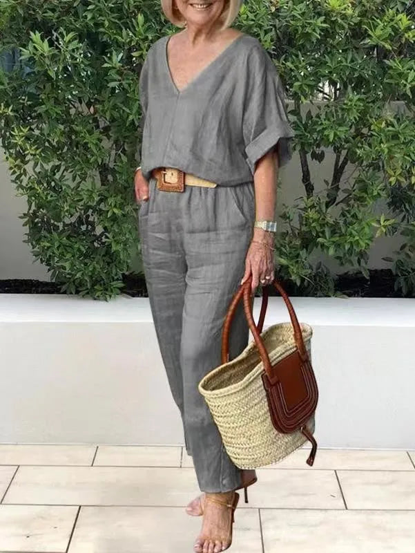 Women's V-Neck Loose-Fit Set | Comfortable Casual Wear for Everyday Style Chloe