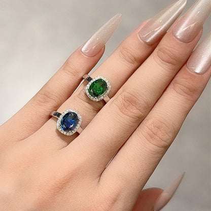 925 Sterling Silver Oval Zirconia Ring for Women – High-End Ice Flower Cut Fine Jewelry Melina