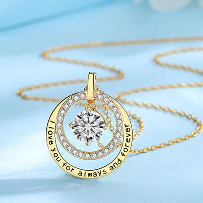 925 Sterling Silver Gold-Plated Statement Necklace – Geometric Moissanite & Zircon Pendant Jewelry for Women Pauline