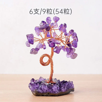 Natural Amethyst Healing Crystal Money Tree – Elegant Crystal Gravel Cash Tree Ornament for Home Décor