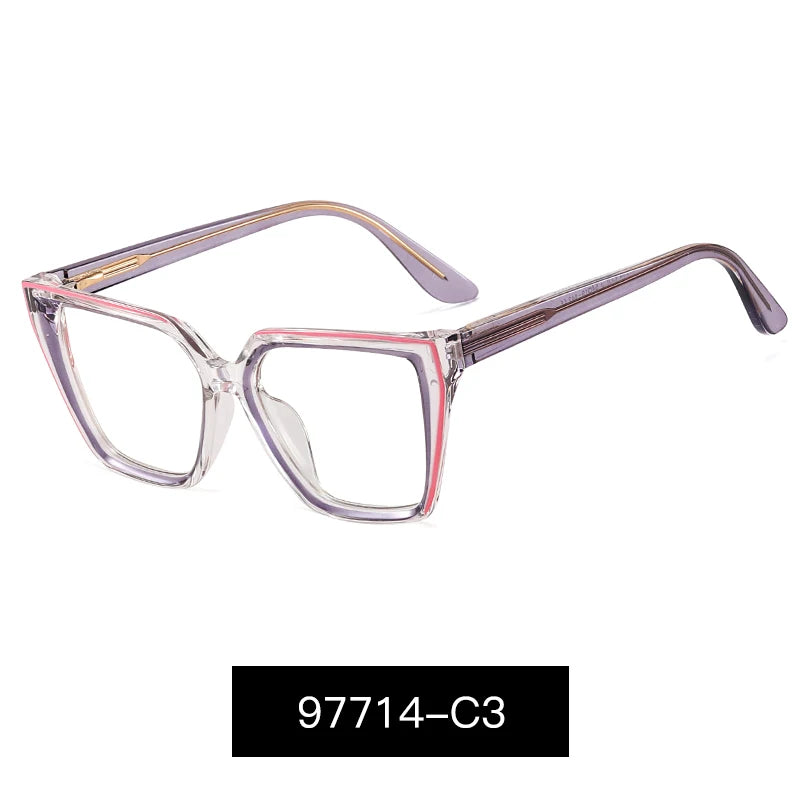 Women’s Square Blue Light Blocking Eyeglasses – TR90+CP Optical Frames | Custom Photochromic Anti-Blue Light Bezel