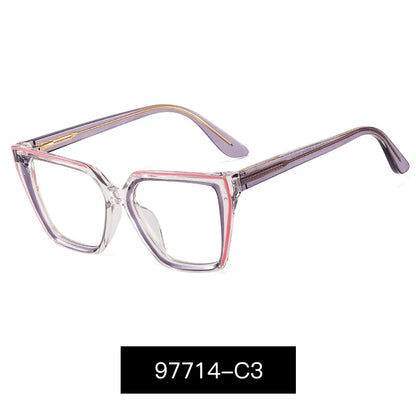 Women’s Square Blue Light Blocking Eyeglasses – TR90+CP Optical Frames | Custom Photochromic Anti-Blue Light Bezel