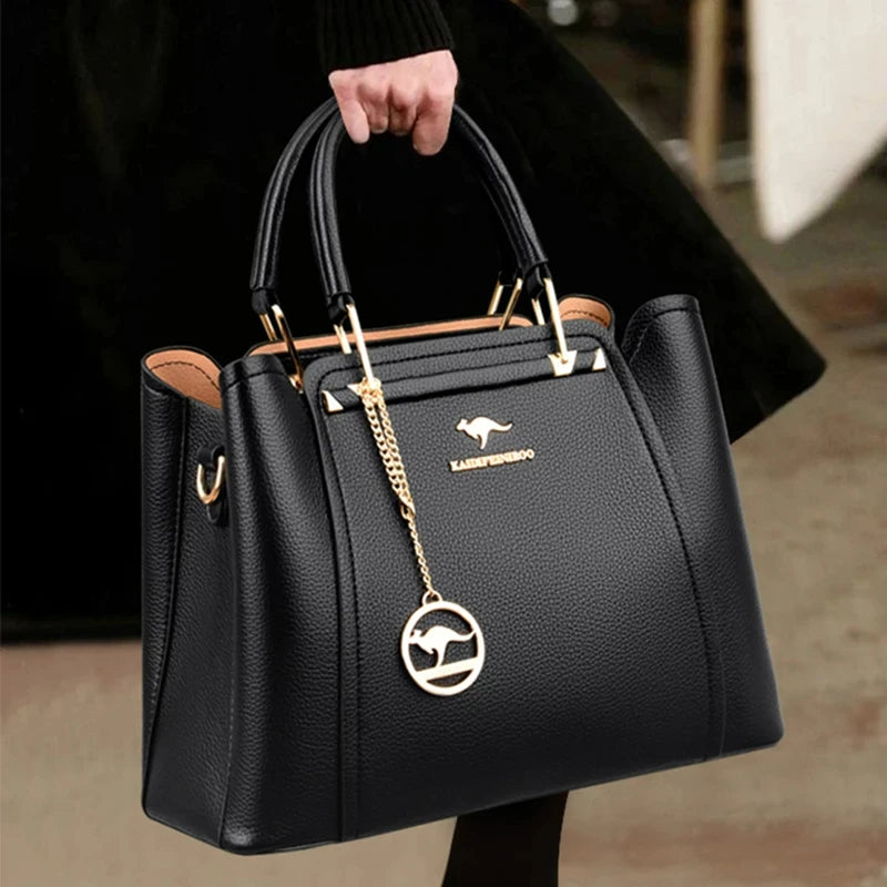 Luxury Leather Handbags for Women - Designer 3-Layer Shoulder & Crossbody Bags, Large Capacity Customized Tote