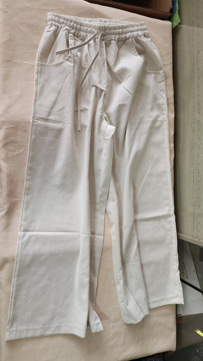Women's Retro High-Waist Wide-Leg Cotton Linen Pants - Loose Fit, Plus Size Casual Trousers