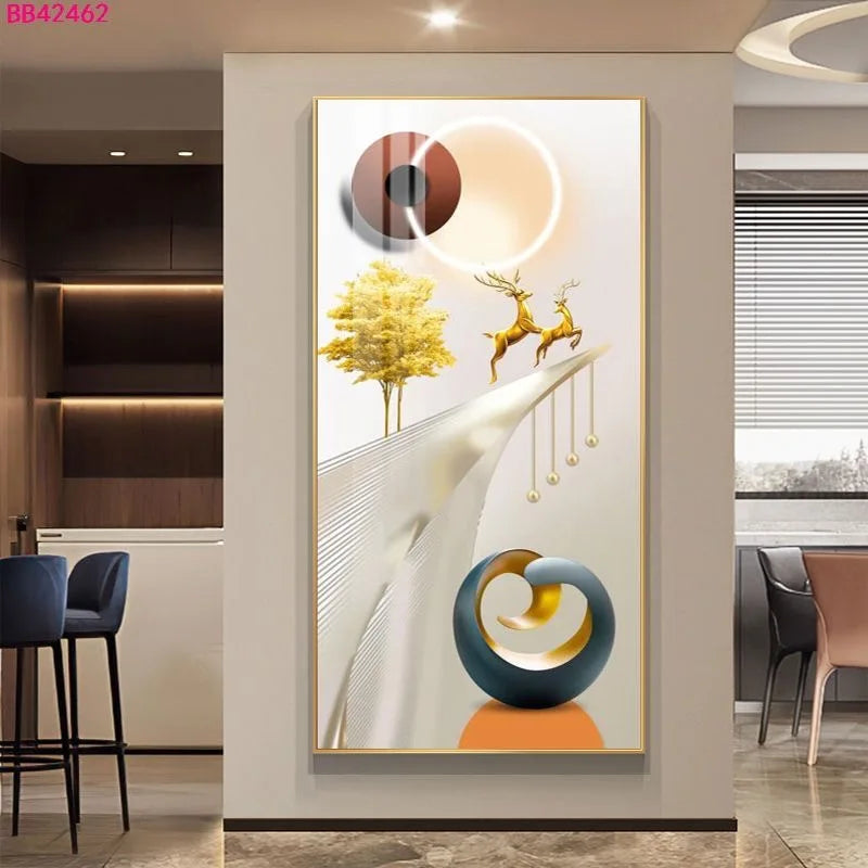 100x50CM Large Aluminum Alloy Frame Crystal Wall Art – 2025 Home Gallery Hanging Decor Artwork