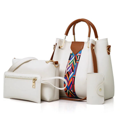 Leather Handbag Set for Women – 4-Piece Fashion Bag Set with Shoulder & Crossbody Bags, Large Capacity
