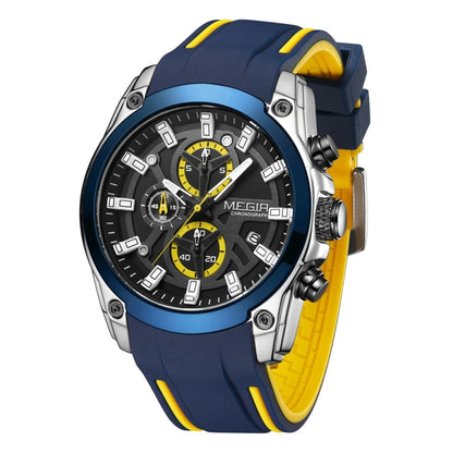MEGIR 2144 Men's Chronograph Wristwatch - Silicone Band Sport Watch for Men, Relojes Para Hombres