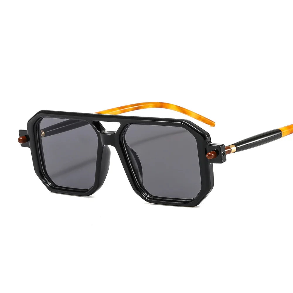 Vintage Square 70s Sunglasses for Women & Men | Retro Flat Top Rectangle Shades with Double Bridge Nesta