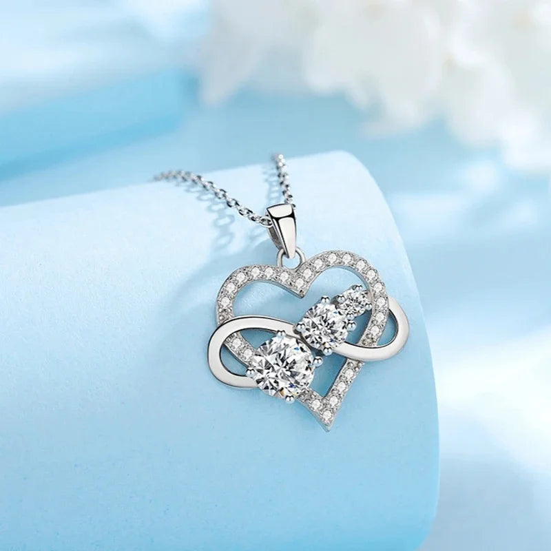 925 Sterling Silver Moissanite Heart Necklace for Men & Women | Elegant, Fashionable Jewelry for Couples | Perfect Gift for Casual & Special Occasions Katty
