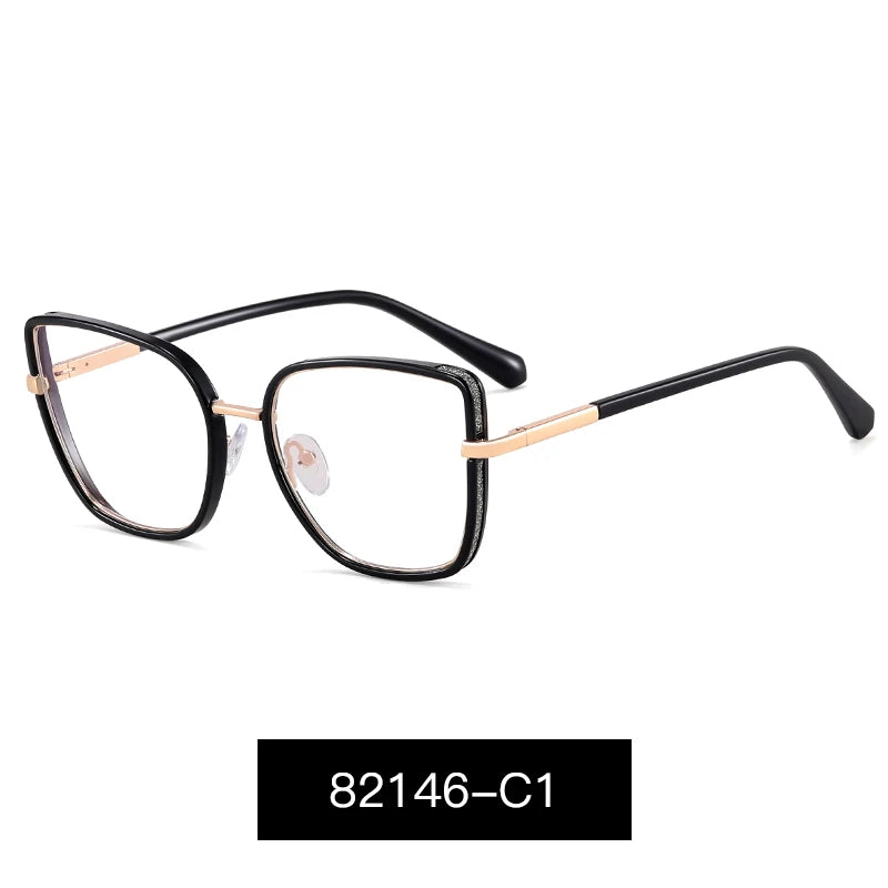 Large Frame Fashion Eyeglasses Women's Anti Blue Light Blocking Glasses