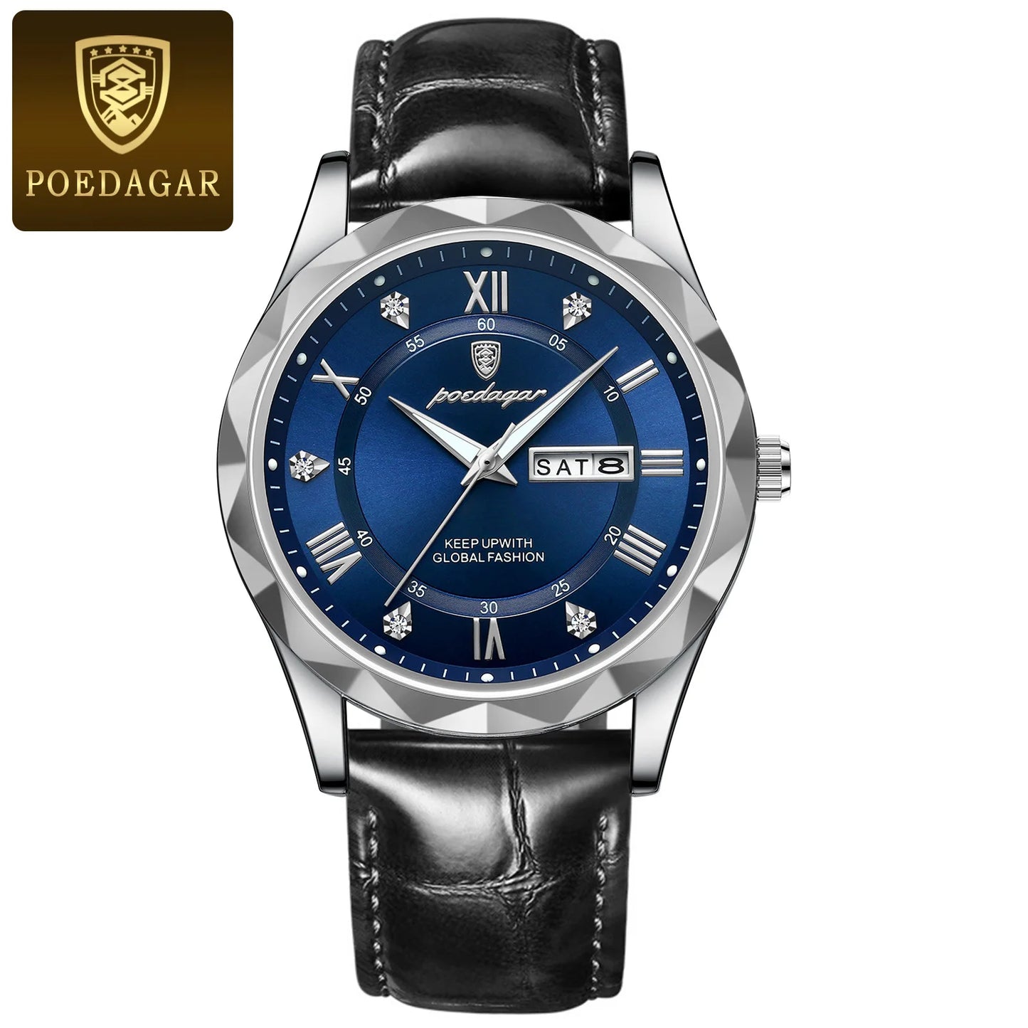 POEDAGAR 615 Waterproof Men's Watch – Luxury Quartz Wristwatch with Date & Week Display