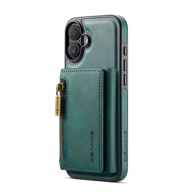 Premium Luxury Zipper Wallet Phone Case | 2-in-1 Detachable Case with Multi-Card Slots for iPhone 16, 15, 14 Pro Max
