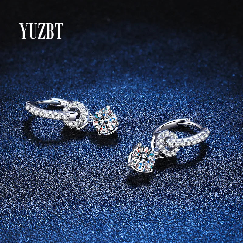 Elegant Moissanite Bow Earrings | 925 Sterling Silver Drop Design Zinnia