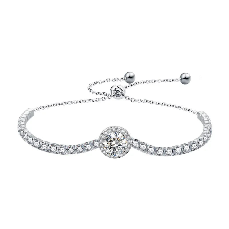 Luxury S925 Sterling Silver Moissanite Bracelet: Elegant Bangles Celaena