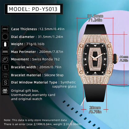 PAGANI DESIGN PD-YS013 – 2023 Luxury Women's Quartz Watch with Diamond Accents, Elegant Fashion Ladies Wristwatch for Gifting