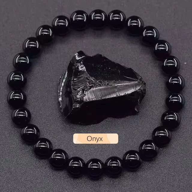 8mm Natural Stone Beaded Bracelet | Fashion Crystal Elastic Stretch Jewelry Gift Nia
