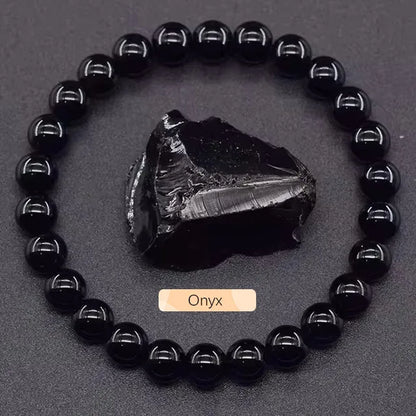 8mm Natural Stone Beaded Bracelet | Fashion Crystal Elastic Stretch Jewelry Gift Nia