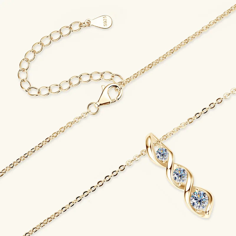 D Color Sterling Silver Infinity Moissanite 3-Stone Necklace for Women | Elegant Daily Jewelry | Factory Direct Luxury Design Denise
