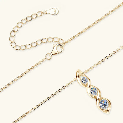 D Color Sterling Silver Infinity Moissanite 3-Stone Necklace for Women | Elegant Daily Jewelry | Factory Direct Luxury Design Denise