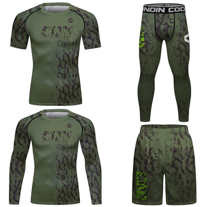 Cody Lundin Men’s MMA Training Set – Jiu Jitsu Rashguard T‑Shirt & Pants with Muay Thai Shorts