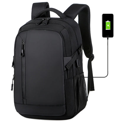 Lightweight Waterproof PU Laptop Backpack – 15.6-Inch Business Travel School Bag with USB Charging Port