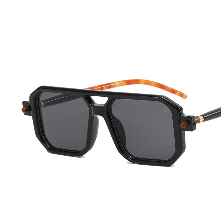 Vintage Square 70s Sunglasses for Women & Men | Retro Flat Top Rectangle Shades with Double Bridge Nesta