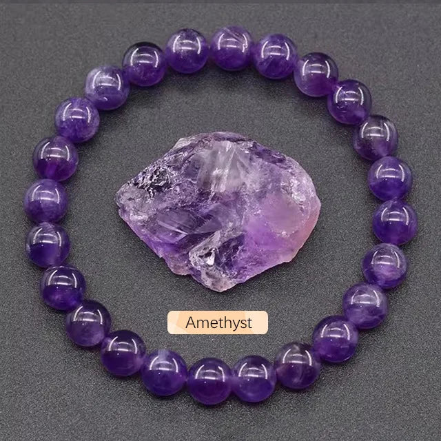 8mm Natural Stone Beaded Bracelet | Fashion Crystal Elastic Stretch Jewelry Gift Nia