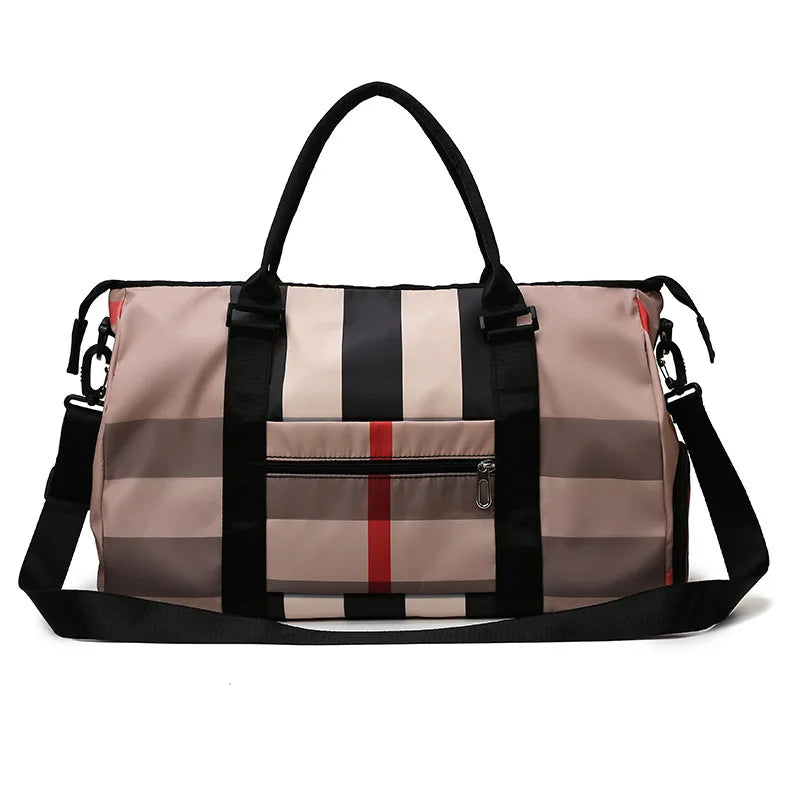 Nylon Travel Bag for Women – Designer Weekend Handbag with Zipper Closure, Gym, Yoga, and Carry-On Tote