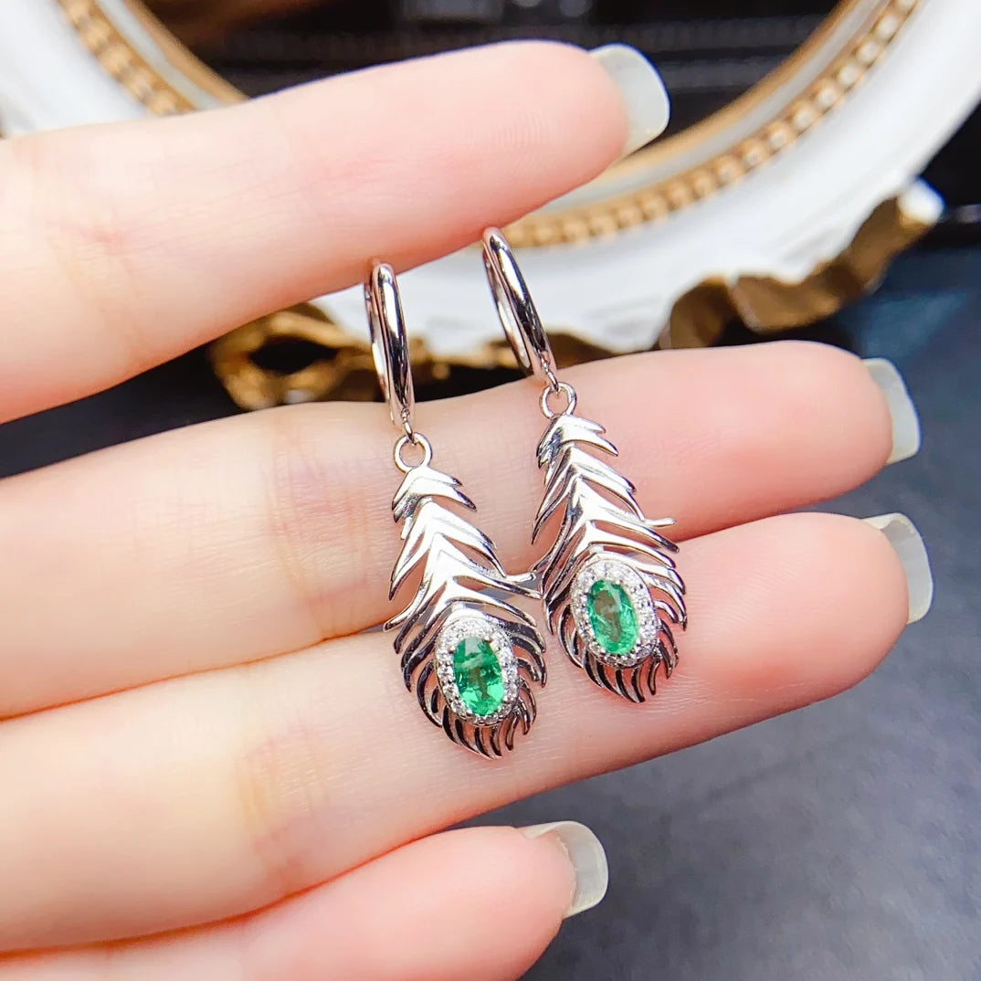 Emerald Earrings 925 Sterling Silver – Dainty Green Gemstone Studs for Women | Luxury Wedding & Party Jewelry