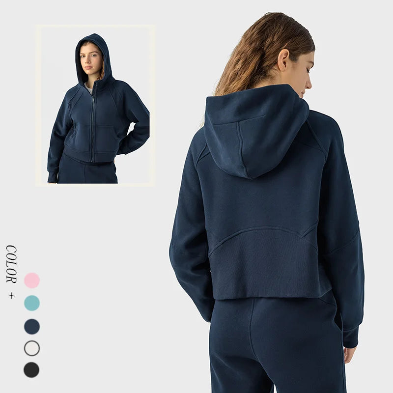 Women's Long Sleeve Hooded Sweatshirt | Warm Yoga Jacket & Gym Leisure Hoodie for Ladies Abigail