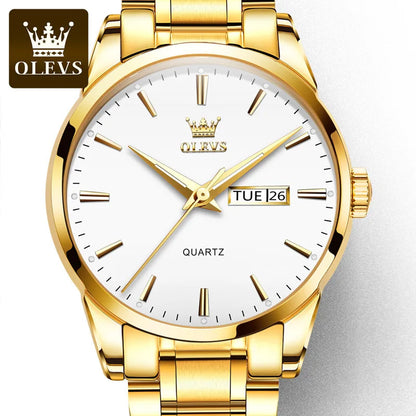 OLEVS 6898 Quartz Wristwatch: Hot-Selling Affordable Steel Strap Watch for Men | Waterproof, Week Display, Business Style