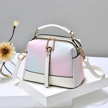 Gradient Color Korean Style Women's Shoulder Bag – Fashionable PU Shoulder Bag with Zipper Closure and Chain Design Suzy