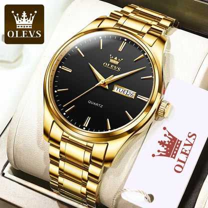 OLEVS 6898 Quartz Wristwatch: Hot-Selling Affordable Steel Strap Watch for Men | Waterproof, Week Display, Business Style