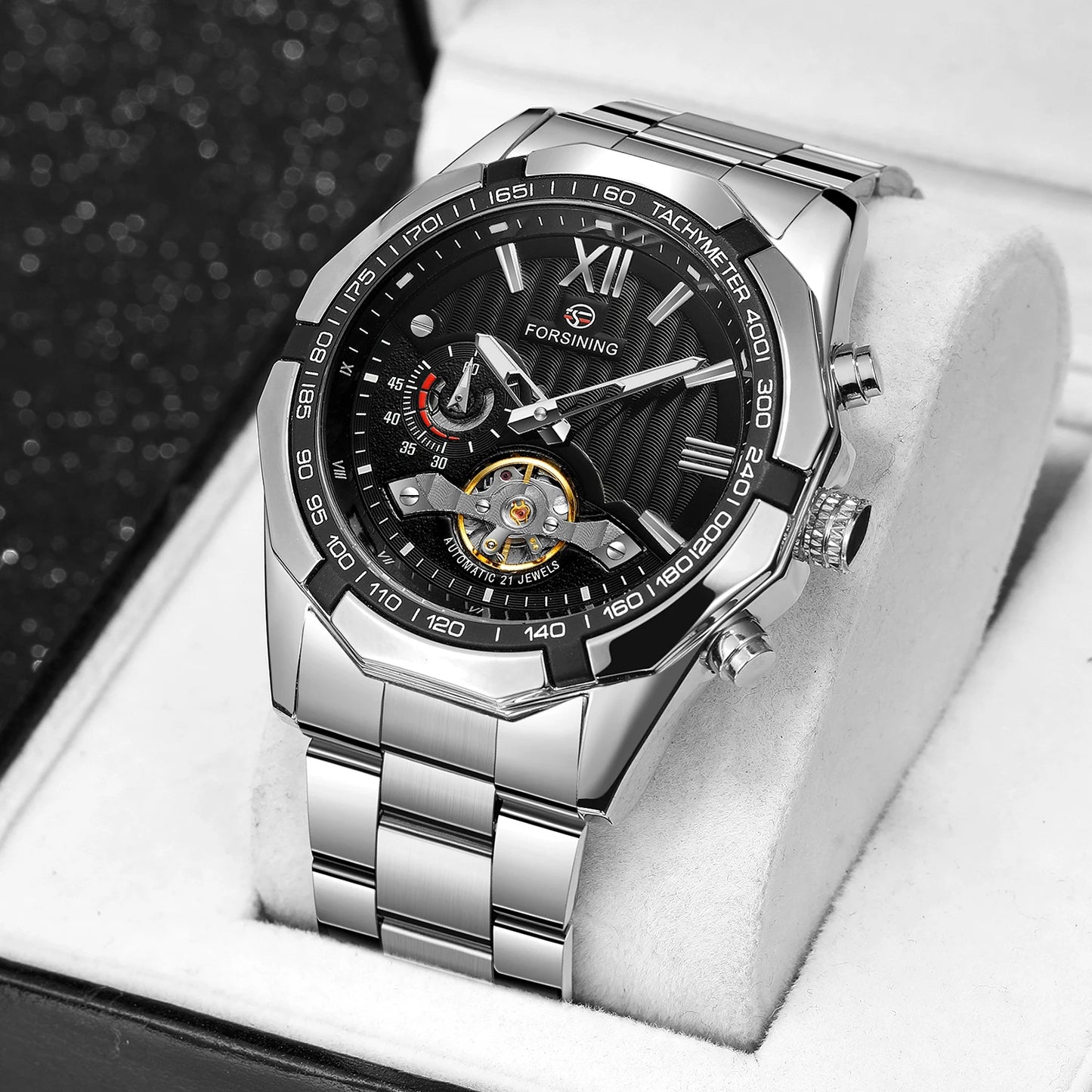 FORSINING 8235 Men's Mechanical Watch – New Arrival, Stainless Steel Band, Waterproof, Luminous, Vintage Business Design