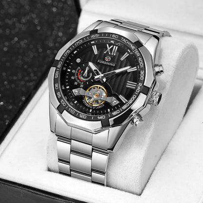 FORSINING 8235 Men's Mechanical Watch – New Arrival, Stainless Steel Band, Waterproof, Luminous, Vintage Business Design