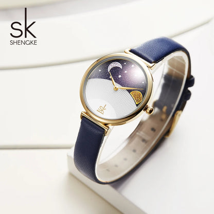 SK Luxury Moon Phase Chronograph Watch – Waterproof Quartz Travel Star Watch with Gift Box Scout