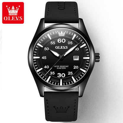 OLEVS 9962 Men's Luxury Watch - Ultra-Thin Leather Band, Business Casual Quartz Wristwatch