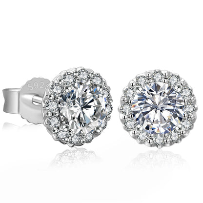 Moissanite Earrings and Pendant Necklace Jewelry Set – Gold-Plated Stud Earrings in 925 Sterling Silver for Women