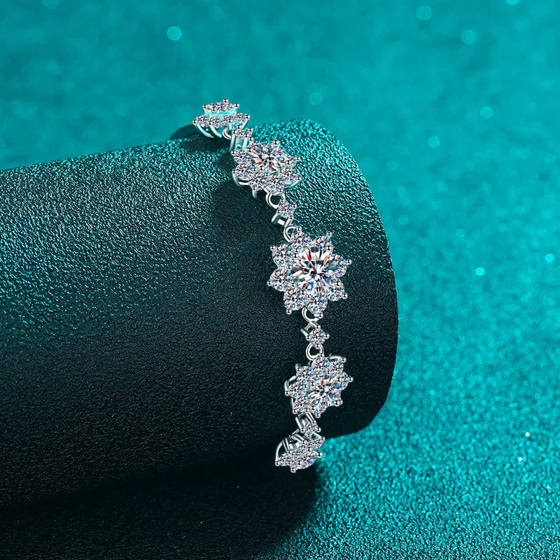 1CT Moissanite Snowflake Bracelet – Luxurious 925 Sterling Silver, Rhodium-Plated Fashion Jewelry Georgia