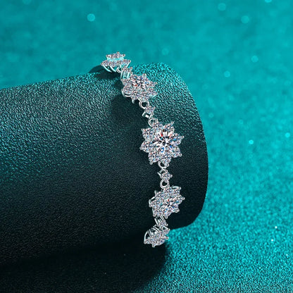 1CT Moissanite Snowflake Bracelet – Luxurious 925 Sterling Silver, Rhodium-Plated Fashion Jewelry Georgia