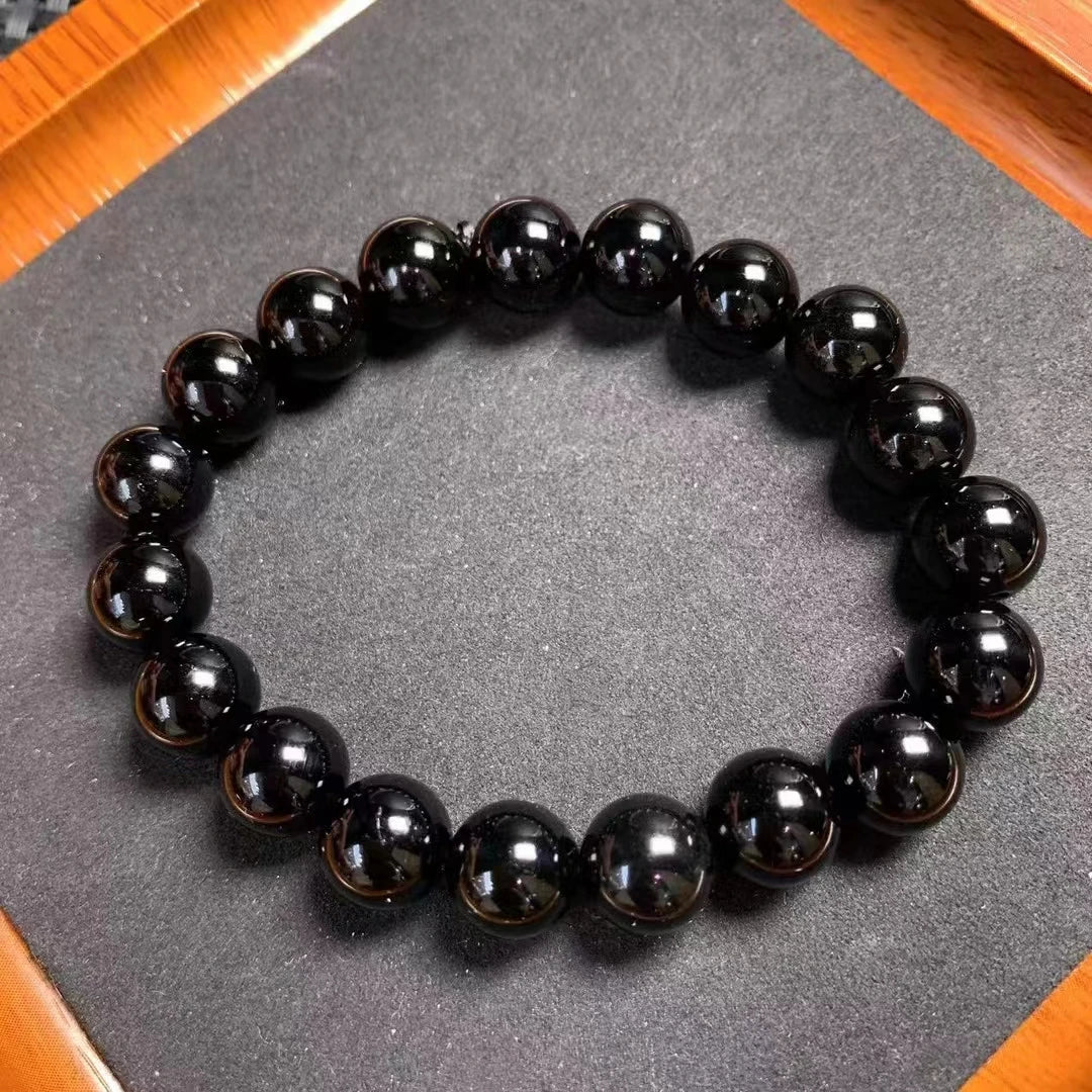 Natural Black Tourmaline Crystal Bracelet – 10MM Healing Beads | Perfect Gift for Energy Protection & Wellness