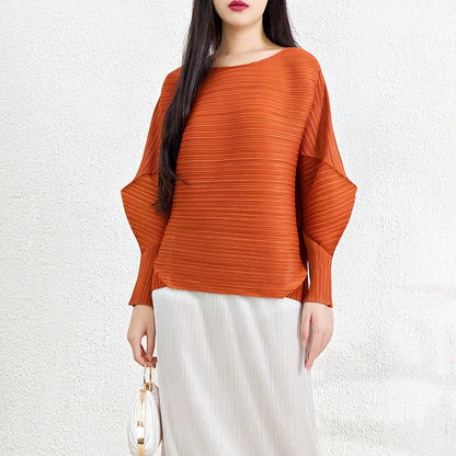 Women's Pleated Miyake Top - Casual Irregular Design | Stylish & Comfortable Blouse Nova