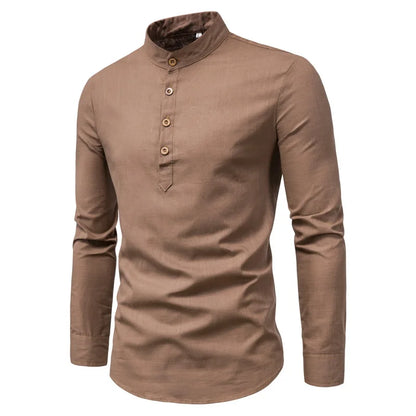 Men's Cotton Long Sleeve Shirt - Spring Summer Slim Fit Business Casual Collar Design Luke