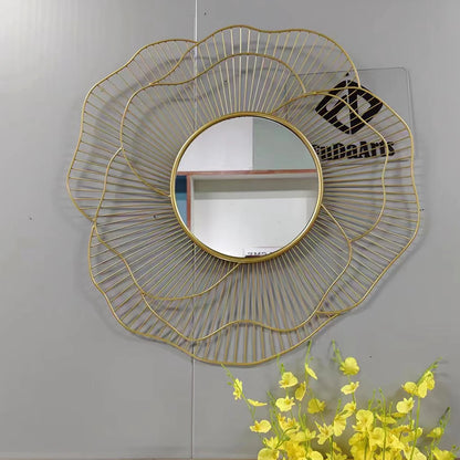 Large Metal Flower Wall Mirror – Luxury Art Frame for Bedroom, Bathroom, and Home Decor |