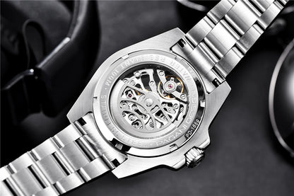 PAGANI DESIGN PD‑1659 Men’s Skeleton Automatic Mechanical Watch | Business Luxury Wristwatch with Date, Hollow‑Out Dial, 3ATM Water Resistant