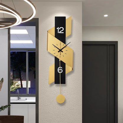Modern 3D Metal Wall Clock – 80x24cm Quartz Clock with Creative Stereo Design for Contemporary Living Room Decor